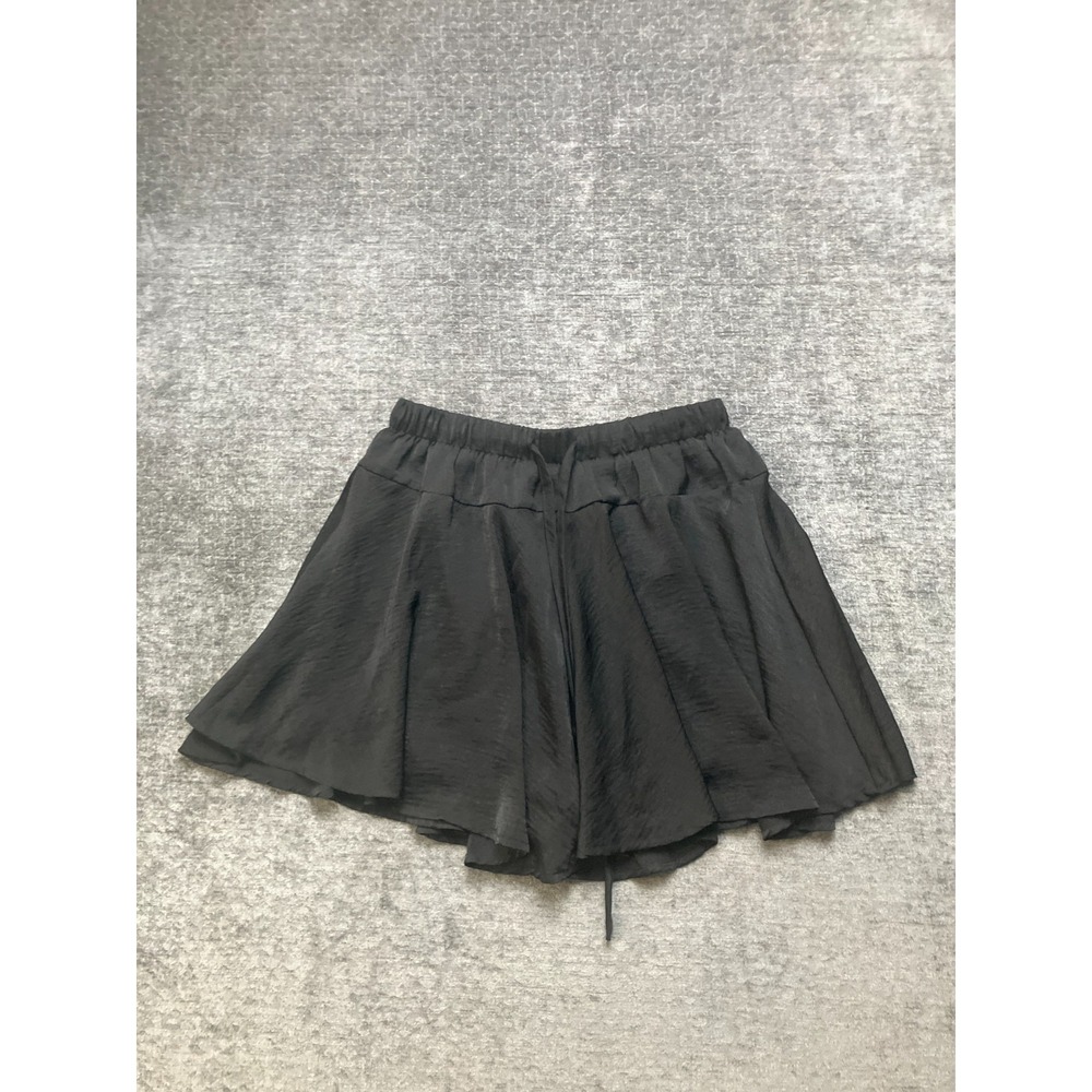 She + Sky Mini Skirt Skort Womens Small Black Stretch Drawstring Waist Casual